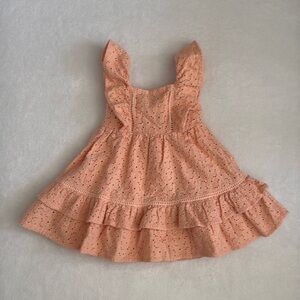 Janie and Jack Peach Eyelet Ruffle Dress